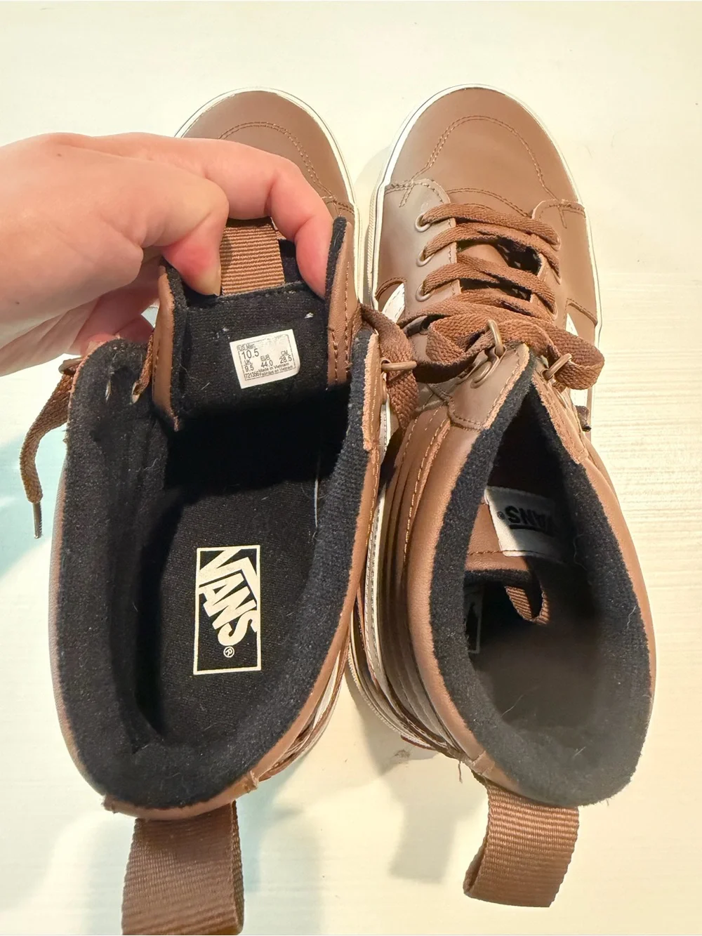 Vans Men’s Brown Leather High Top Sneakers Size 10.5